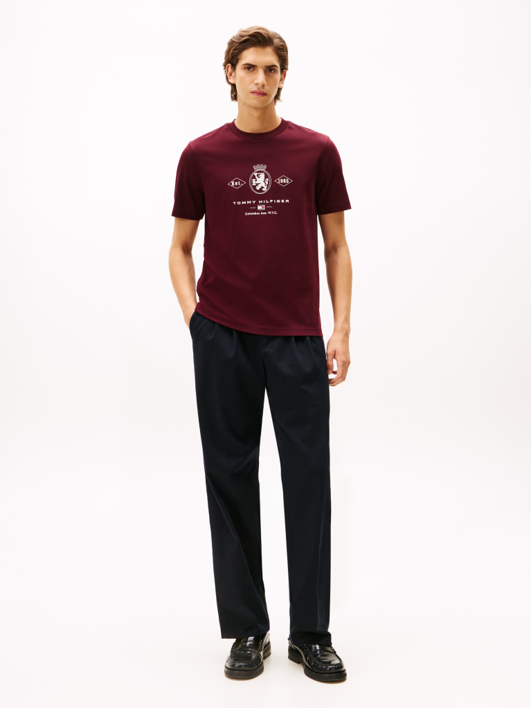 Red Varsity Graphic Interlock Knit T-Shirt  Men