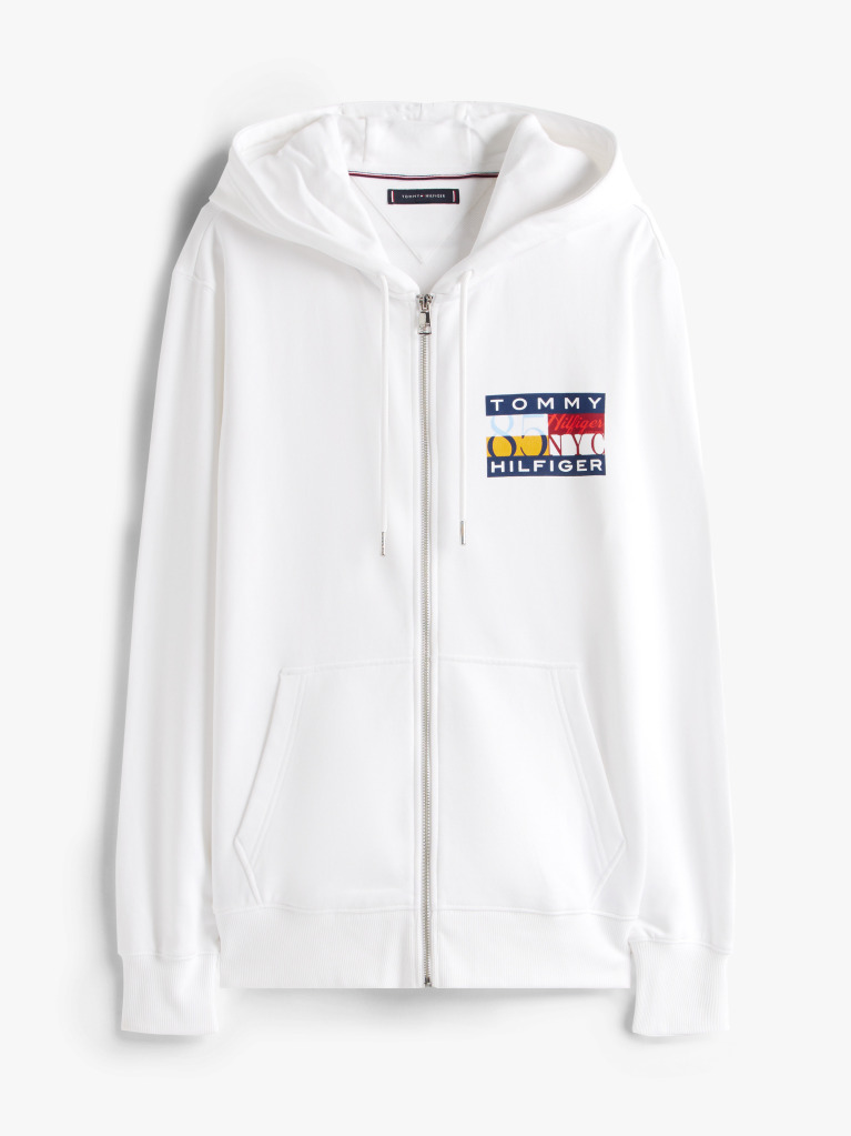 Άσπρο TH Hoodie Με Colour Σημαία  Άνδρες