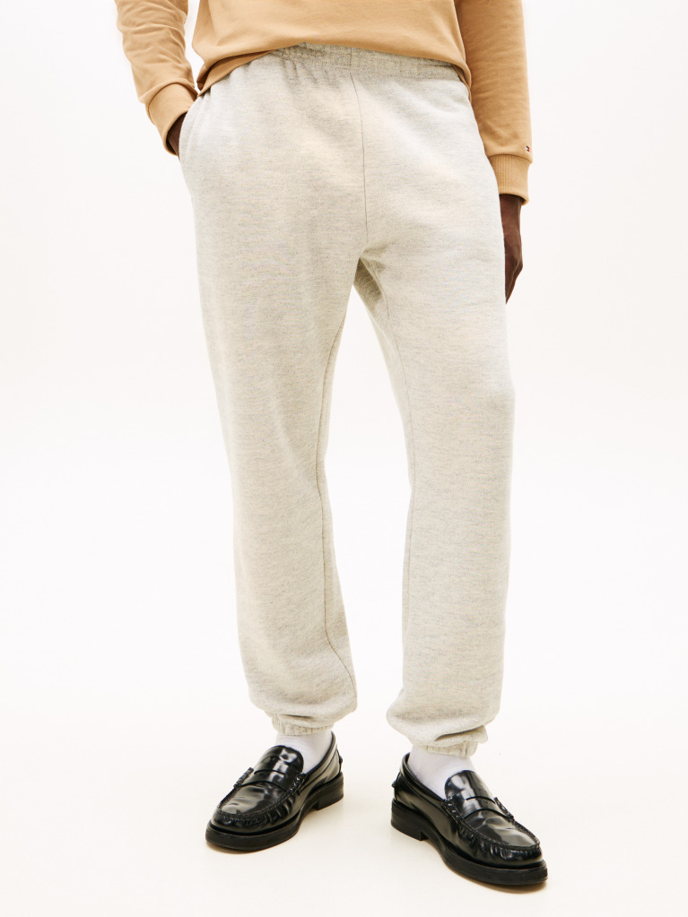 Grey Varsity Crest Embroidery Relaxed Joggers  Men