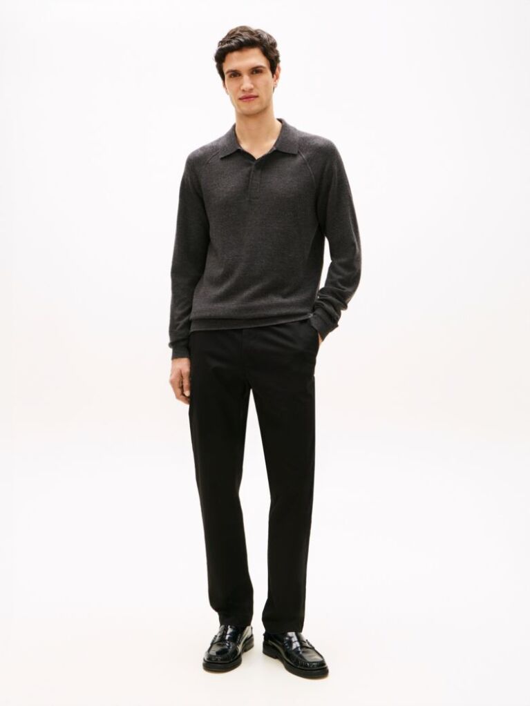 Black Mercer Twill Flag Embroidery Regular Chinos  Men