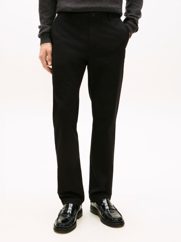 Black Mercer Twill Flag Embroidery Regular Chinos  Men
