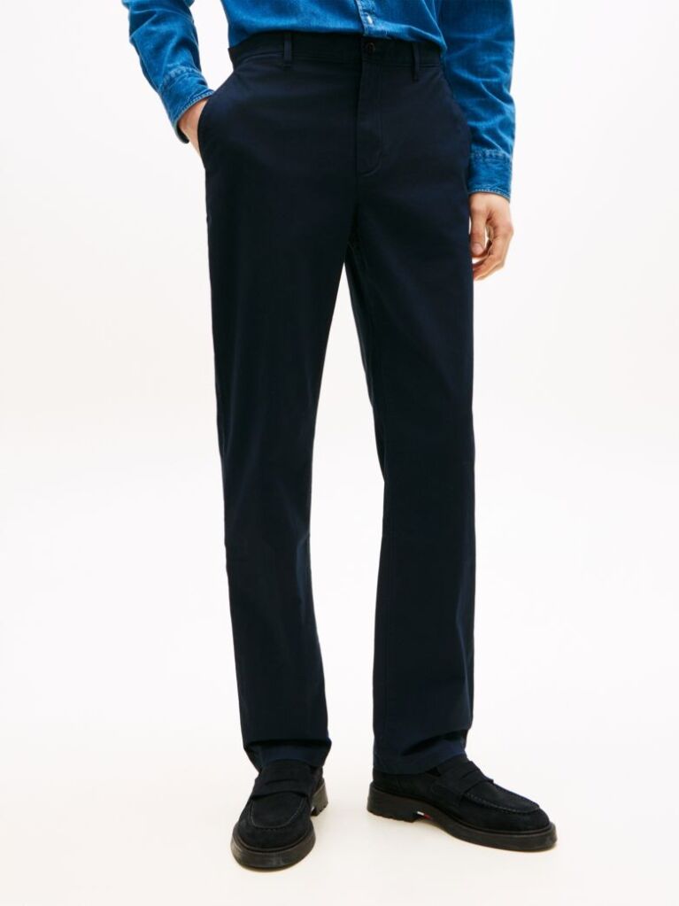 Blue Mercer Twill Flag Embroidery Regular Chinos  Men