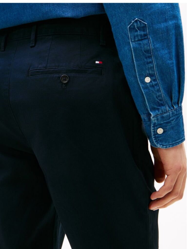 Blue Mercer Twill Flag Embroidery Regular Chinos  Men
