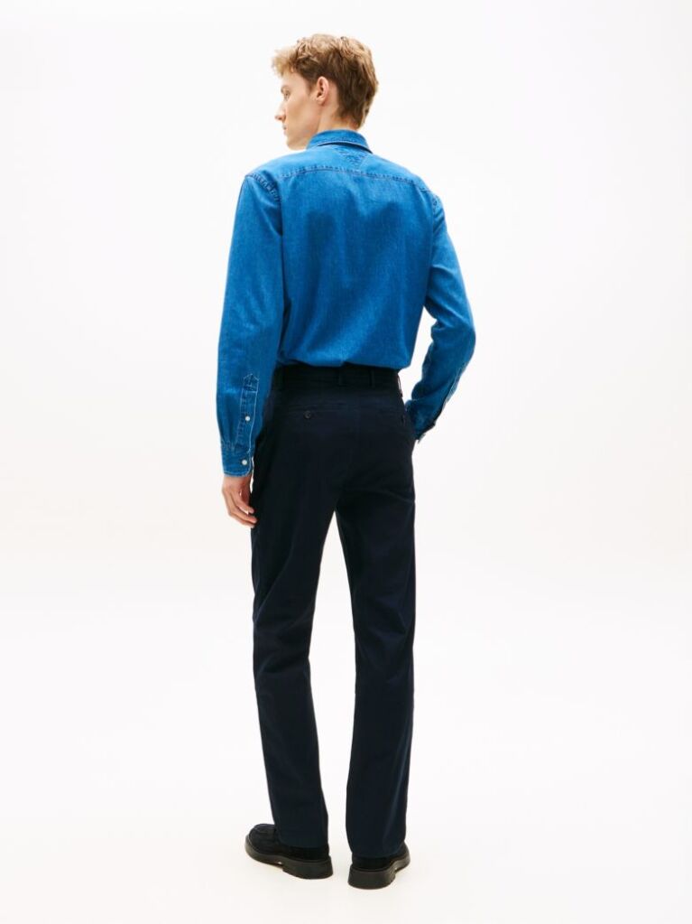 Blue Mercer Twill Flag Embroidery Regular Chinos  Men