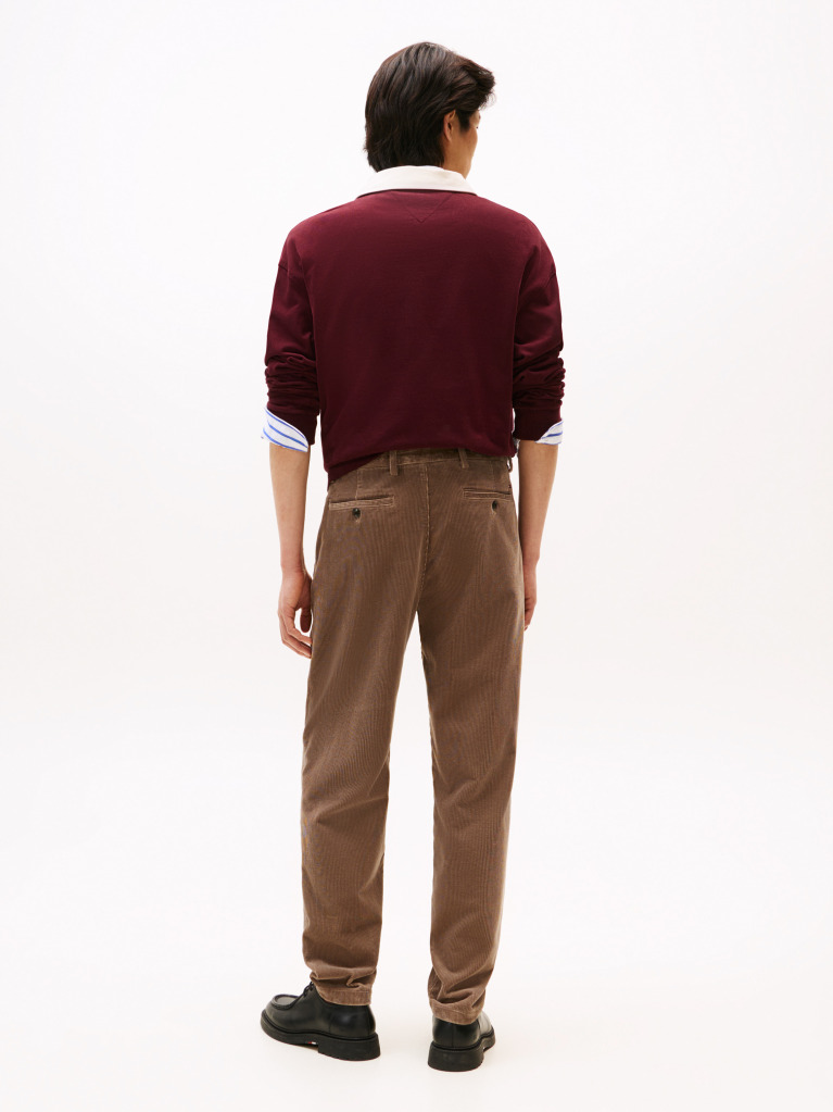 Καφέ Harlem Πλισέ Κοτλέ Παντελόνι Chinos Σε Tapered Γραμμή  Άνδρες