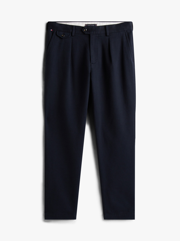 Blue Harlem Tapered Pleated Twill Trousers  Men