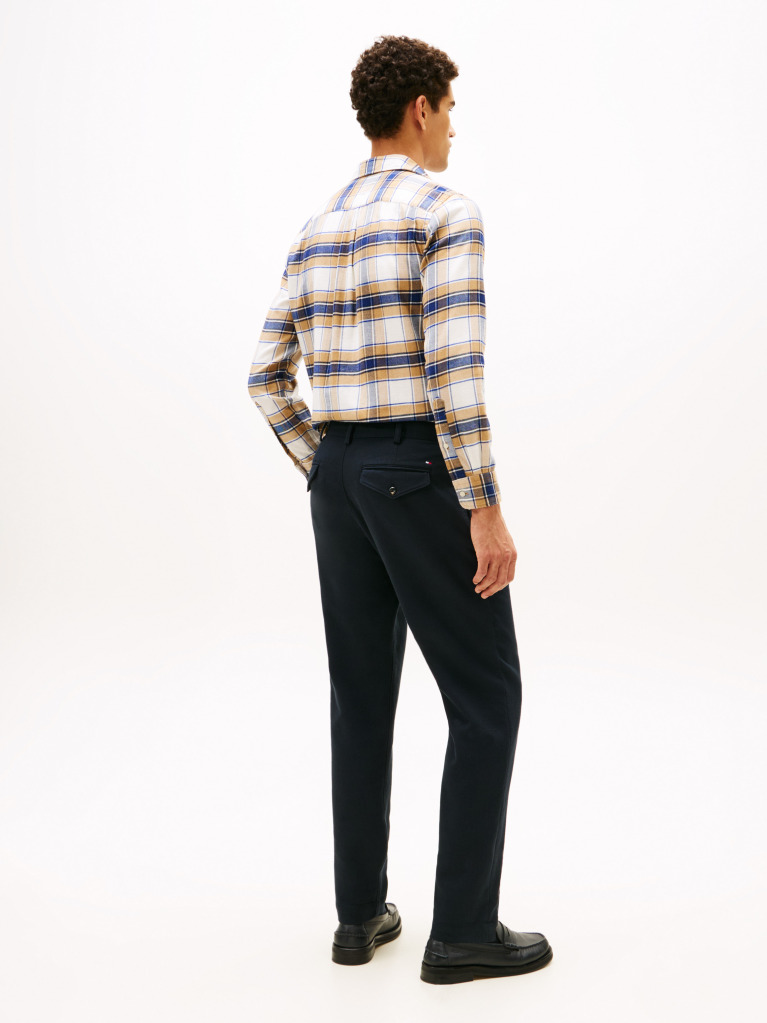 Blue Harlem Tapered Pleated Twill Trousers  Men