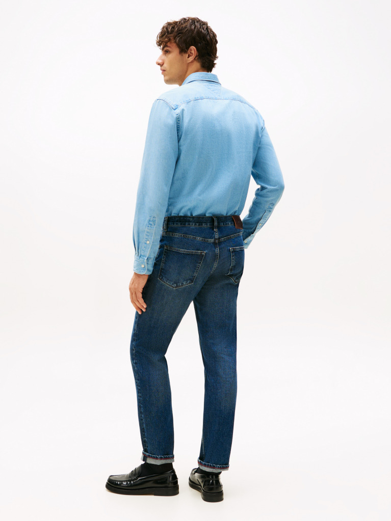 Blue Denton Whiskered Straight Jeans  Men