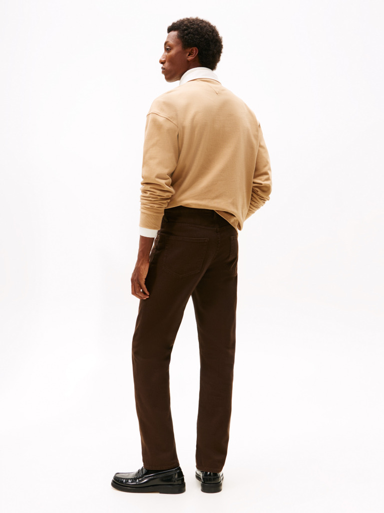 Brown Denton Washed Straight Jeans  Men
