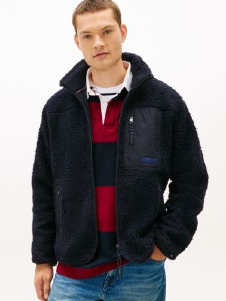 Μπλε Teddy Fleece Τζάκετ Με Φερμουάρ  Άνδρες