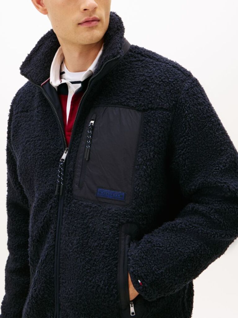 Μπλε Teddy Fleece Τζάκετ Με Φερμουάρ  Άνδρες