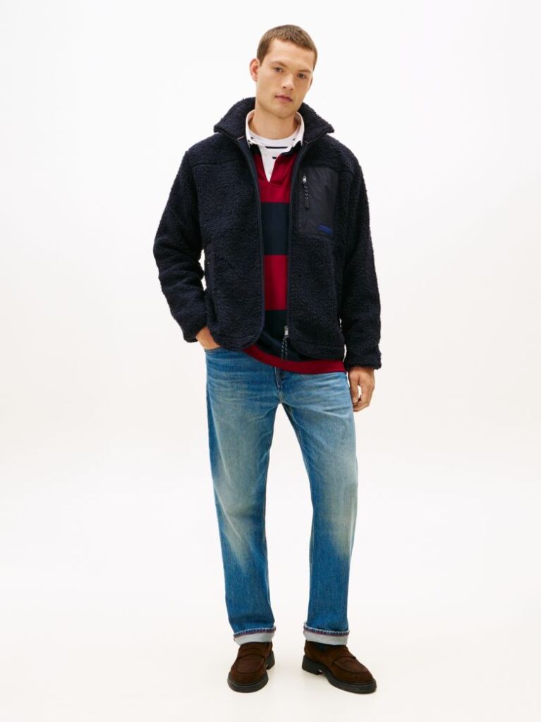 Μπλε Teddy Fleece Τζάκετ Με Φερμουάρ  Άνδρες