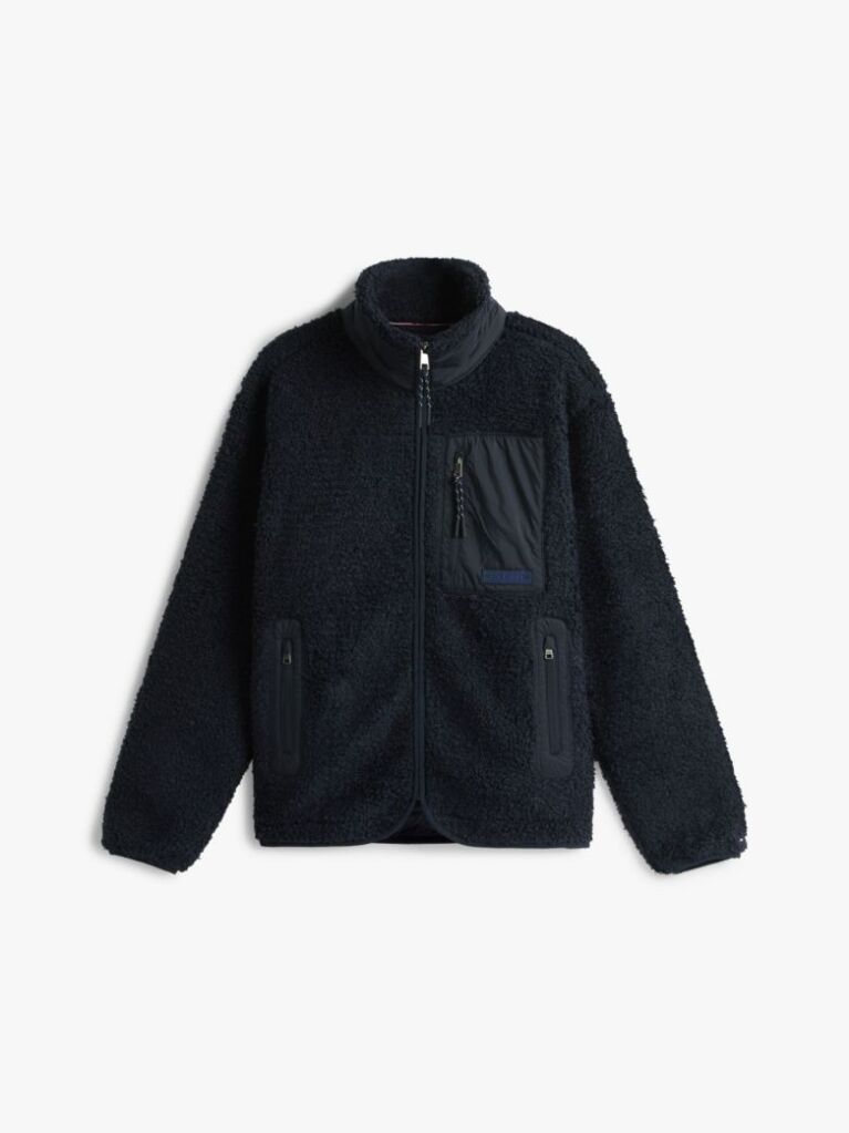 Μπλε Teddy Fleece Τζάκετ Με Φερμουάρ  Άνδρες