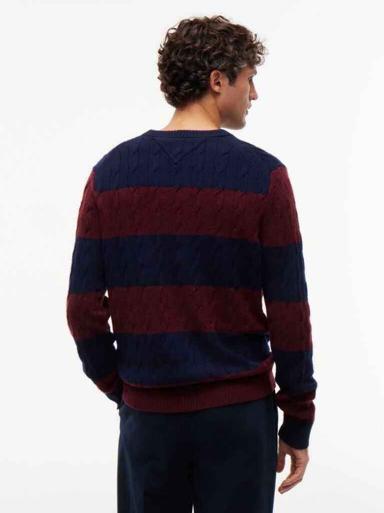 Multi Pure Wool Cable Knit Jumper  Men