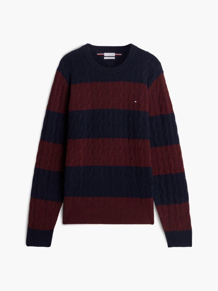 Multi Pure Wool Cable Knit Jumper  Men