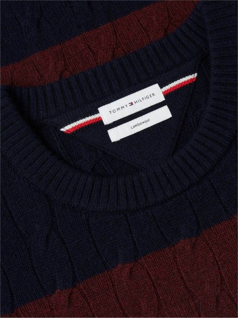 Multi Pure Wool Cable Knit Jumper  Men