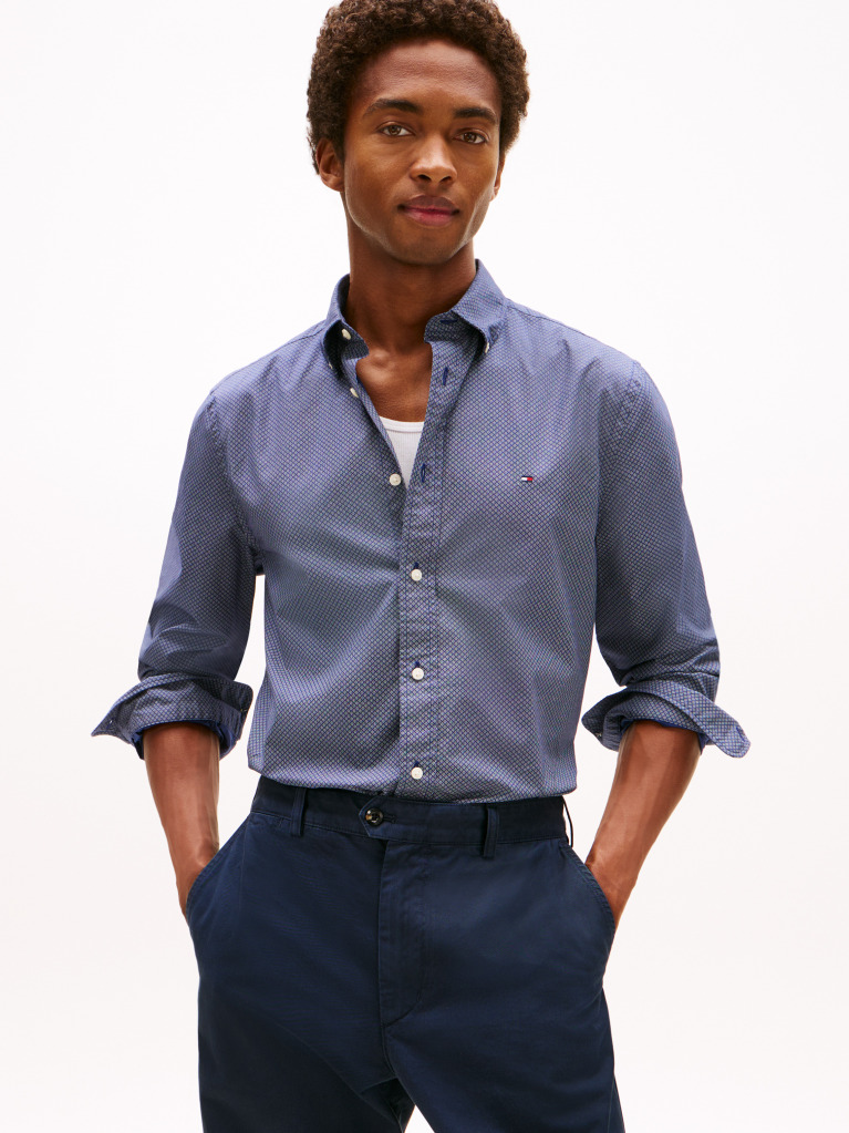 Multi Flex Poplin Regular Micro Print Shirt  Men