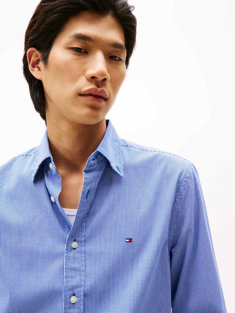 Blue TH Flex Regular Fit Gingham Shirt  Men