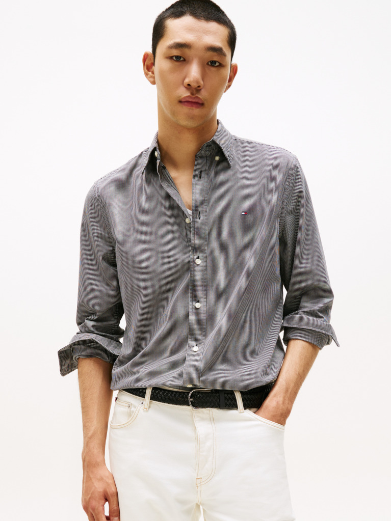 Grey TH Flex Regular Fit Gingham Shirt  Men