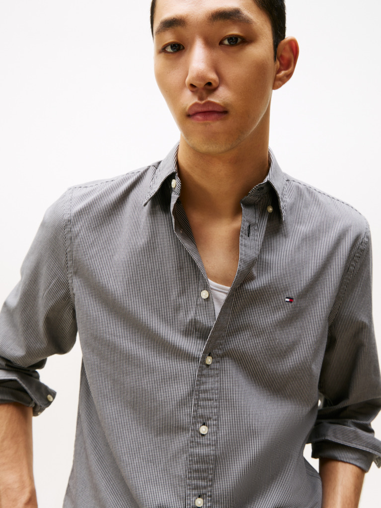 Grey TH Flex Regular Fit Gingham Shirt  Men