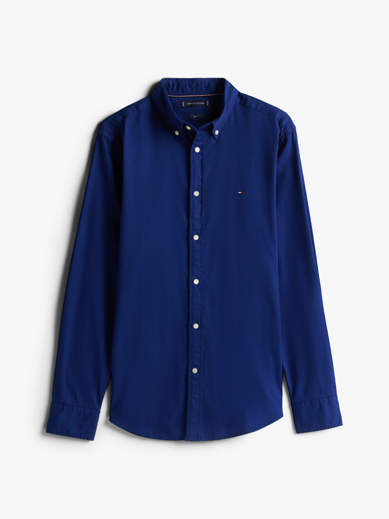 Blue Slim Fit Yarn Dyed Dobby Shirt  Men