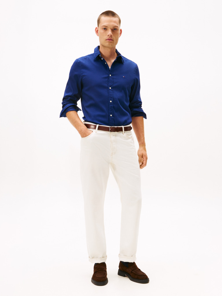 Blue Slim Fit Yarn Dyed Dobby Shirt  Men