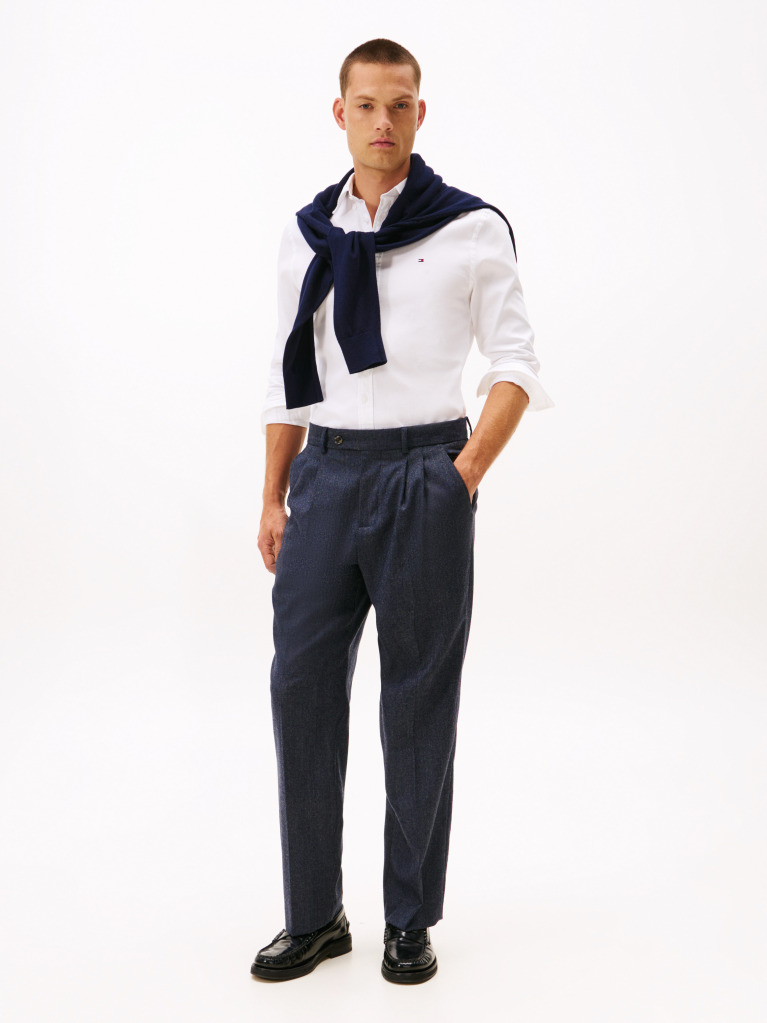 White Slim Fit Yarn Dyed Dobby Shirt  Men