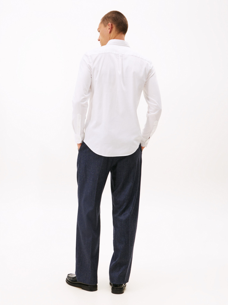 White Slim Fit Yarn Dyed Dobby Shirt  Men