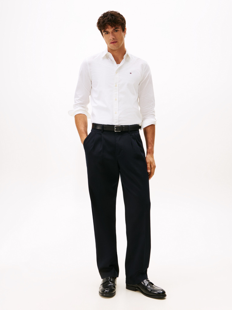 White Flex Poplin Slim Shirt  Men