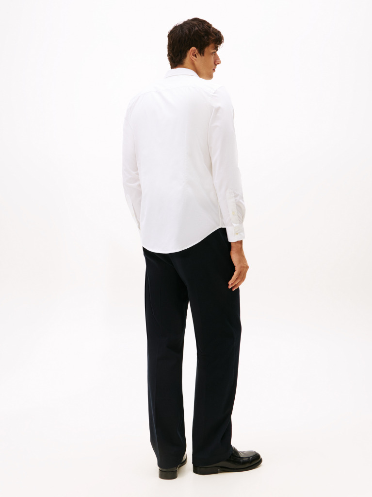 White Flex Poplin Slim Shirt  Men