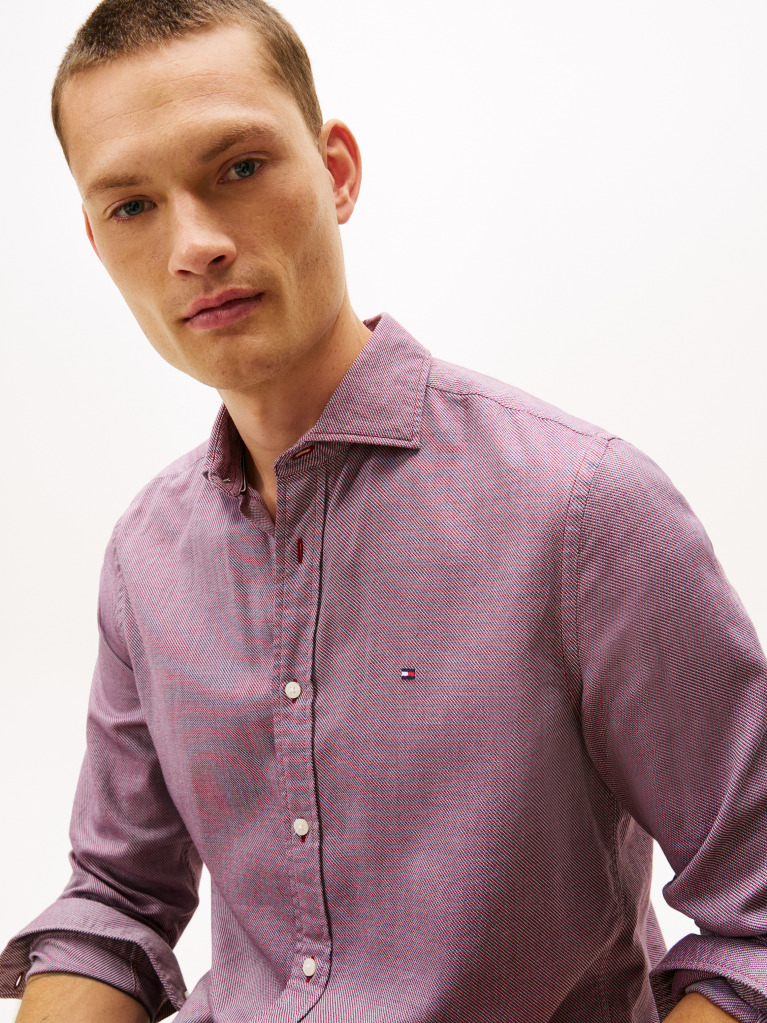 Red Dobby Structure Regular Shirt  Men