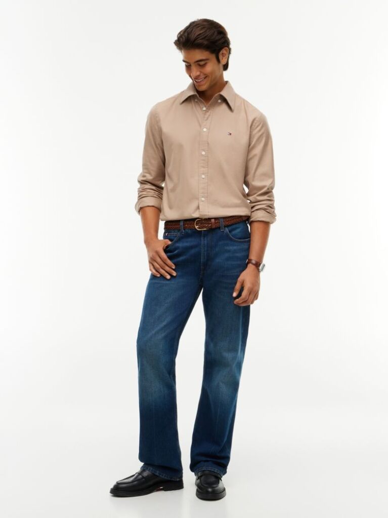 Beige TH Flex Regular Fit Flannel Shirt  Men
