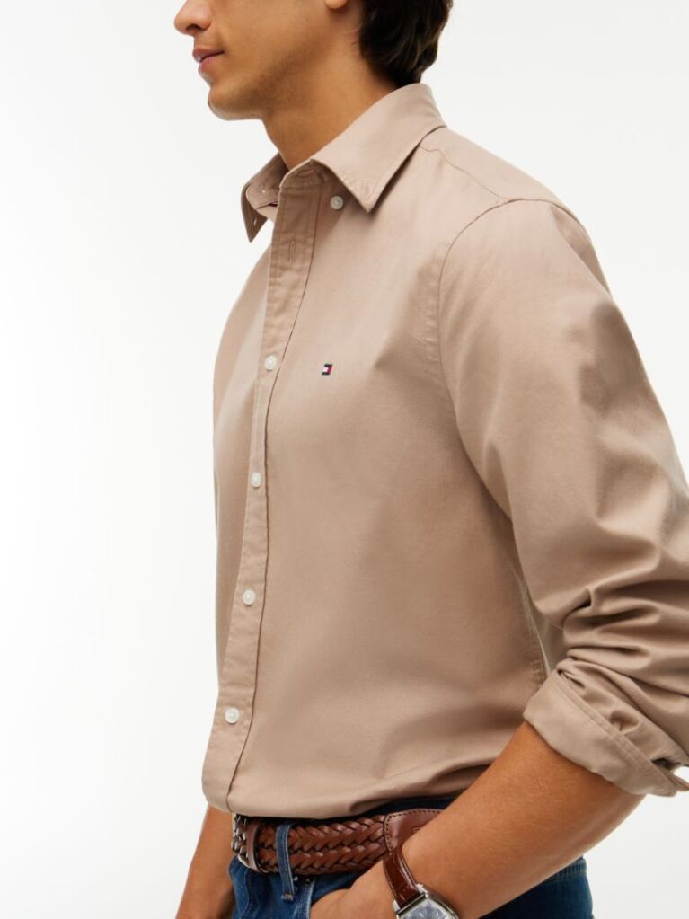 Beige TH Flex Regular Fit Flannel Shirt  Men