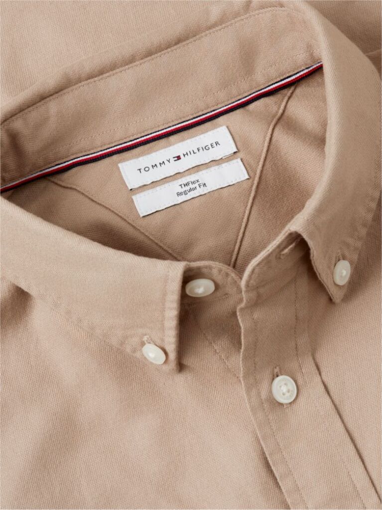 Beige TH Flex Regular Fit Flannel Shirt  Men