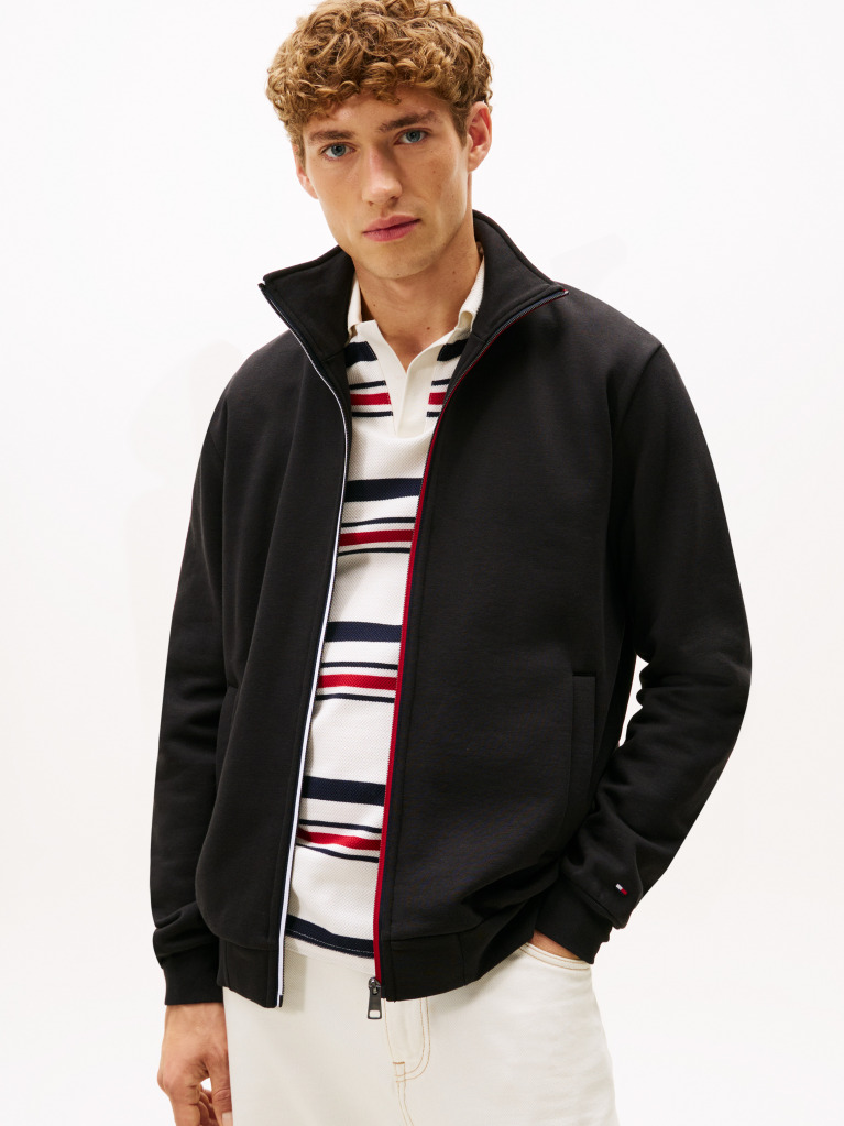 Black Signature Tape Zip-Thru Jumper  Men