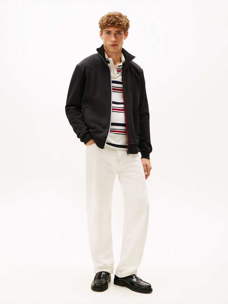 Black Signature Tape Zip-Thru Jumper  Men