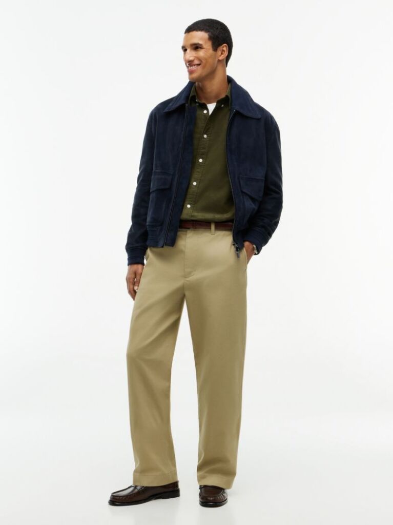 Green Regular Fit Flag Embroidery Corduroy Shirt  Men
