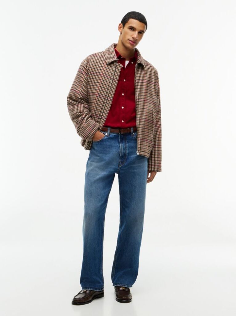 Red Regular Fit Flag Embroidery Corduroy Shirt  Men