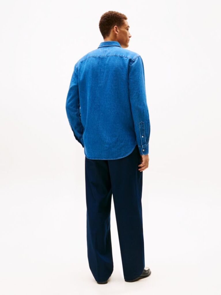 Denim Regular Fit Flag Embroidery Denim Shirt  Men