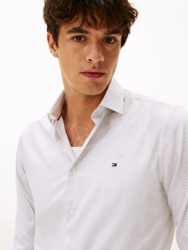 Pink Solid Print Slim Shirt  Men