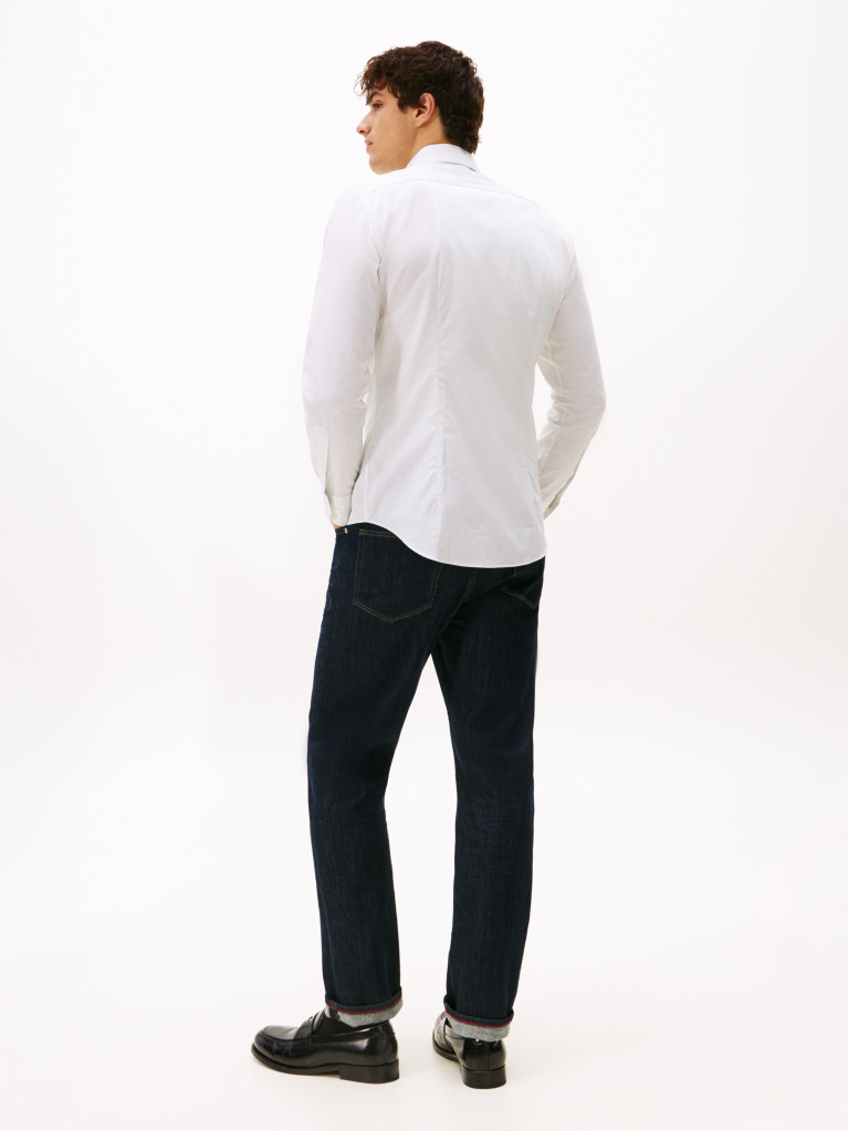 Pink Solid Print Slim Shirt  Men
