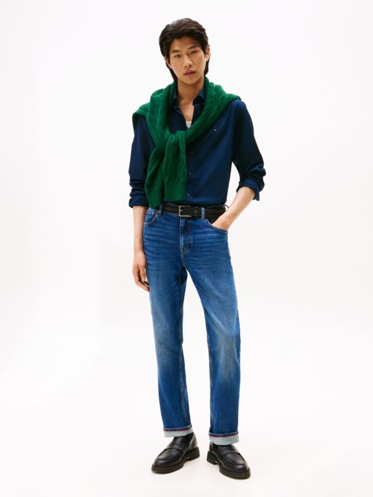 Blue Regular Fit Flag Embroidery Oxford Shirt  Men