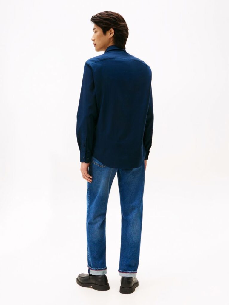 Blue Regular Fit Flag Embroidery Oxford Shirt  Men