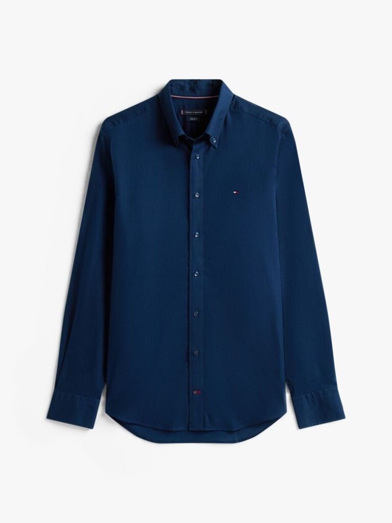 Blue Regular Fit Flag Embroidery Oxford Shirt  Men