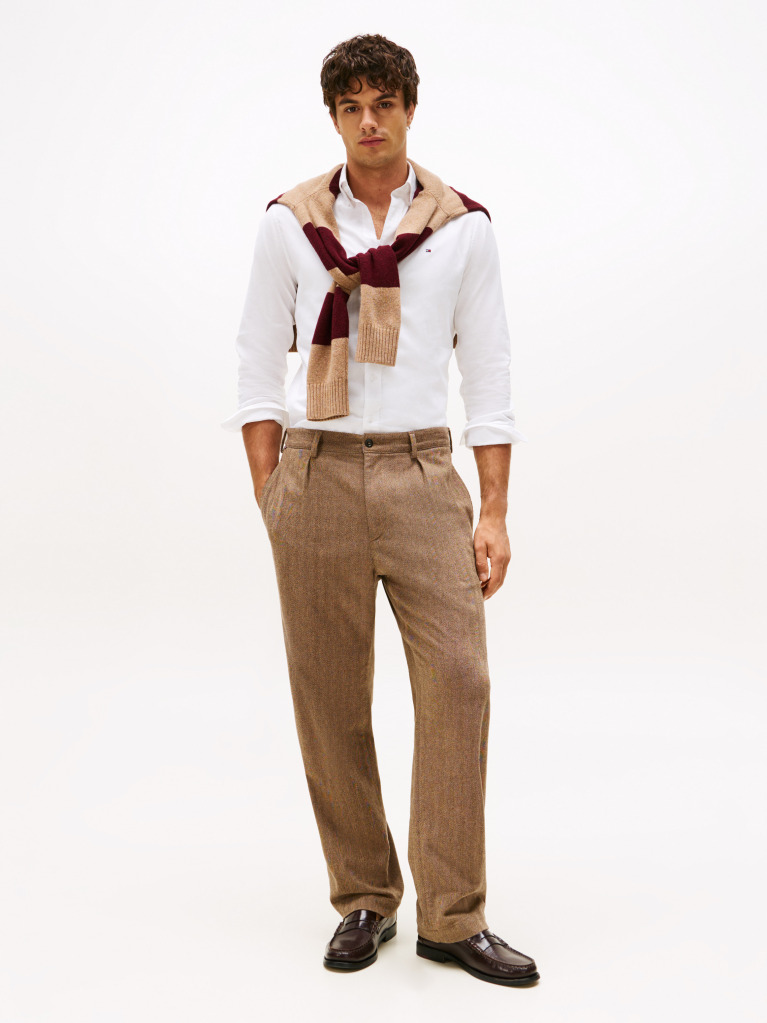 White Regular Fit Flag Embroidery Oxford Shirt  Men