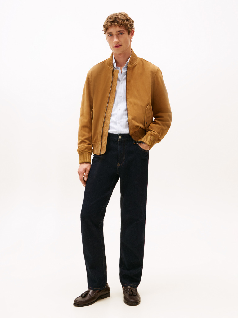 Καφέ Smart Casual Σουέτ Bomber Τζάκετ  Άνδρες