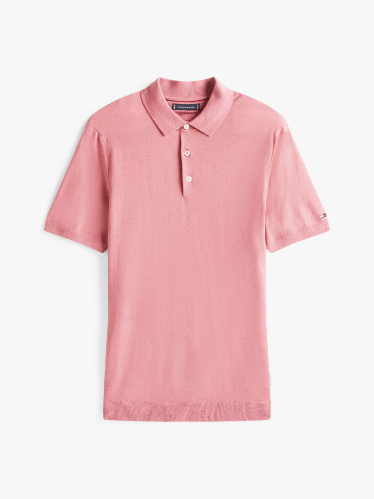 Pink Smart Casual Pure Wool Polo Shirt  Men