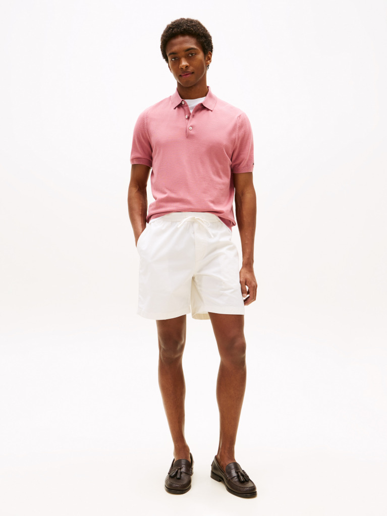 Pink Smart Casual Pure Wool Polo Shirt  Men