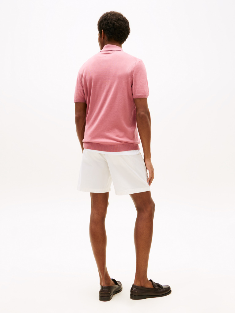 Pink Smart Casual Pure Wool Polo Shirt  Men