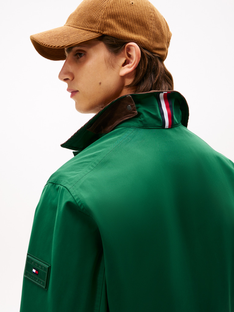 Green Corduroy Collar Water Resistant Windproof Jacket  Men